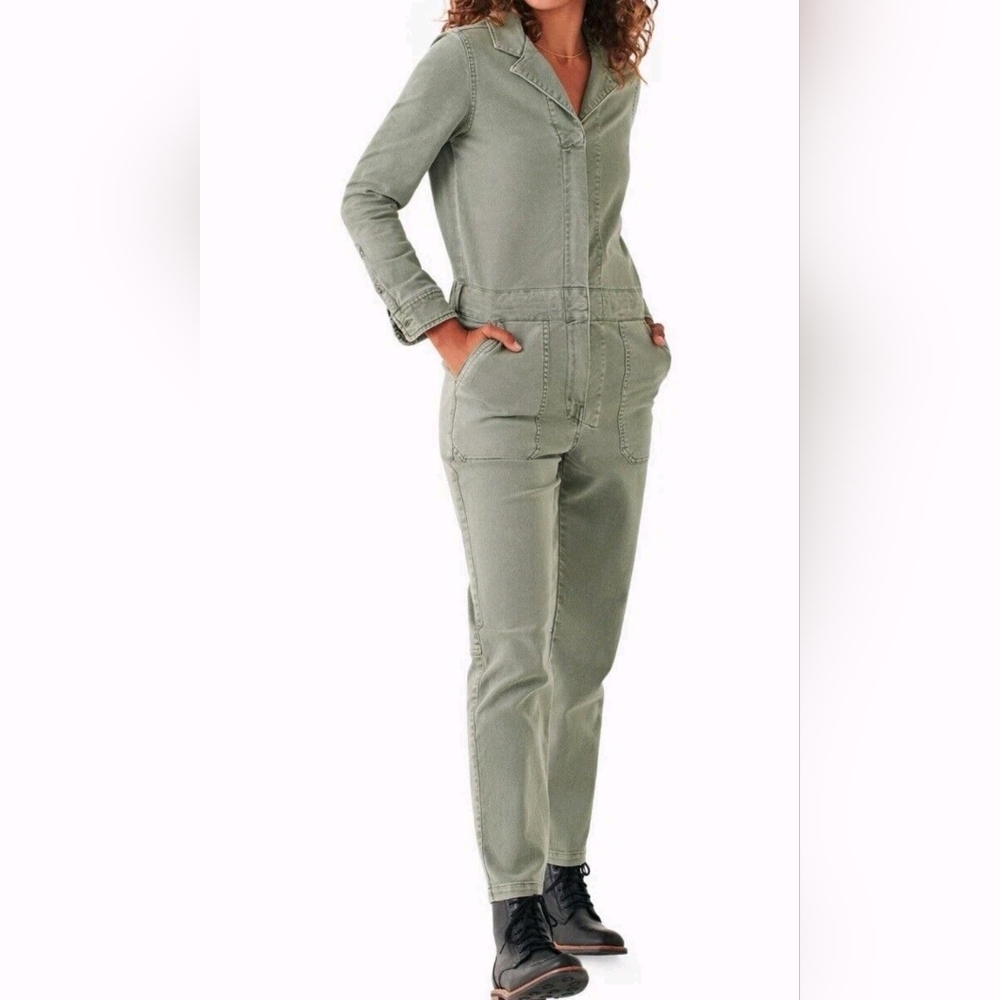 Faherty Women's Olive Overland Twill Jumpsuit Size XS - Picture 2 of 15